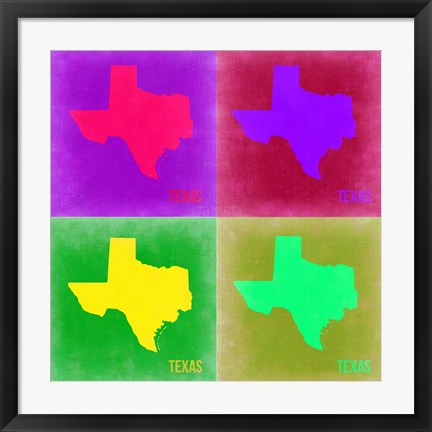 Framed Texas Pop Art Map 2 Print
