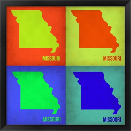 Framed Missouri Pop Art Map 1 Print