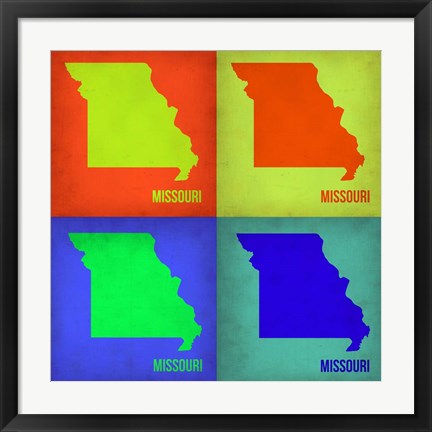 Framed Missouri Pop Art Map 1 Print