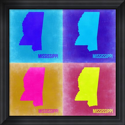 Framed Mississippi Pop Art Map 2 Print