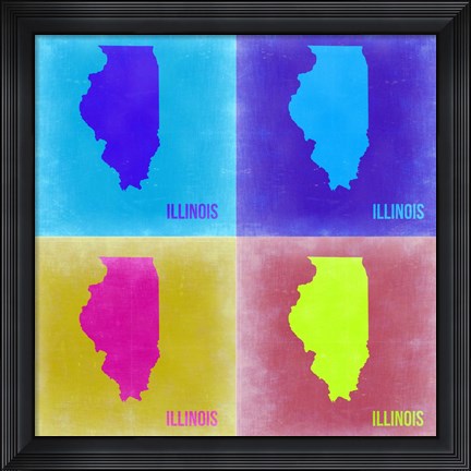 Framed Illinois Pop Art Map 2 Print