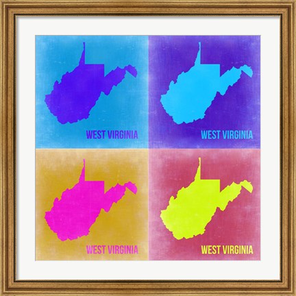 Framed West Virginia Pop Art Map 2 Print
