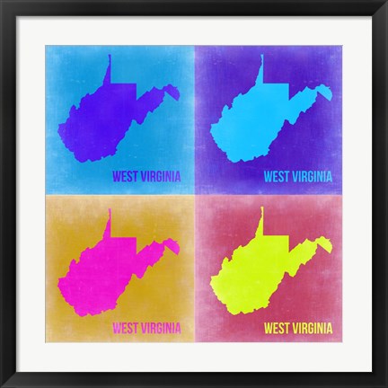 Framed West Virginia Pop Art Map 2 Print