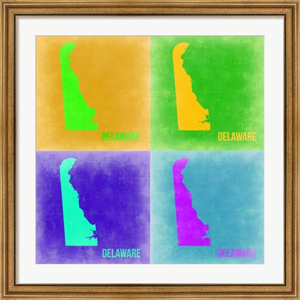 Framed Delaware Pop Art Map 2 Print