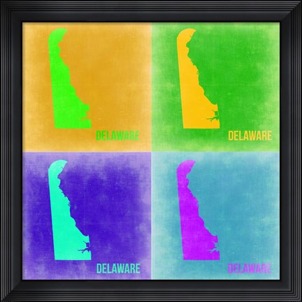 Framed Delaware Pop Art Map 2 Print
