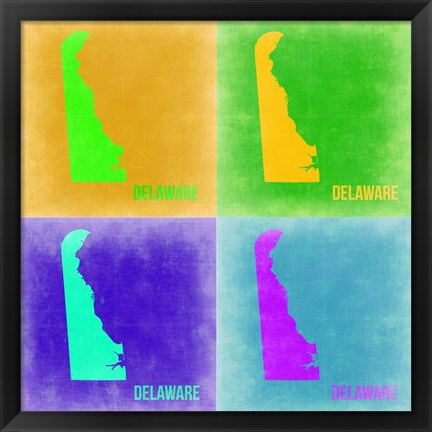 Framed Delaware Pop Art Map 2 Print