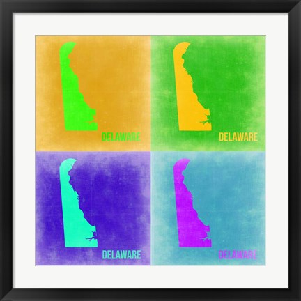 Framed Delaware Pop Art Map 2 Print