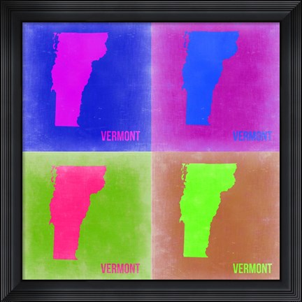 Framed Vermont Pop Art Map 2 Print