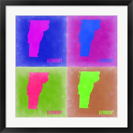 Framed Vermont Pop Art Map 2 Print