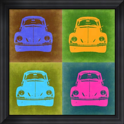 Framed VW Beetle Front Pop Art 2 Print