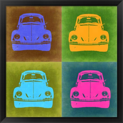 Framed VW Beetle Front Pop Art 2 Print