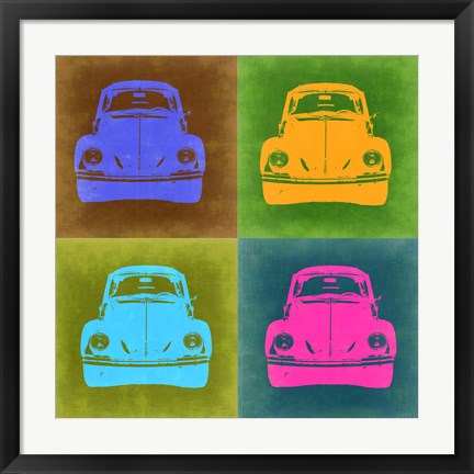 Framed VW Beetle Front Pop Art 2 Print