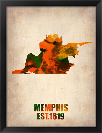 Framed Memphis Watercolor Map Print