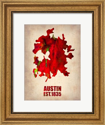 Framed Austin Watercolor Map Print