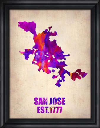 Framed San Jose Watercolor Map Print