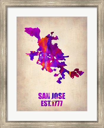 Framed San Jose Watercolor Map Print
