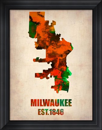 Framed Milwaukee  Watercolor Map Print