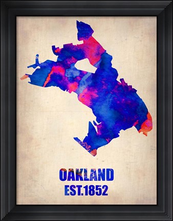 Framed Oakland Watercolor Map Print