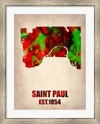 Framed Saint Paul Watercolor Map Print