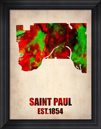 Framed Saint Paul Watercolor Map Print