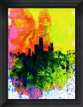 Framed Chicago Watercolor Skyline Print