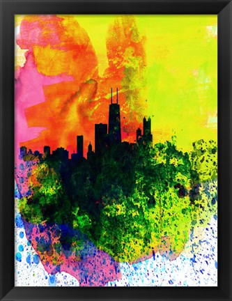 Framed Chicago Watercolor Skyline Print