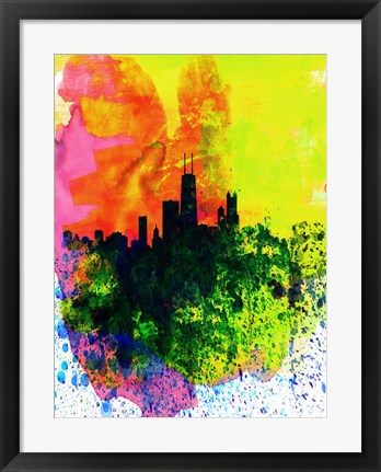 Framed Chicago Watercolor Skyline Print