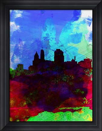 Framed Cincinnati Watercolor Skyline Print