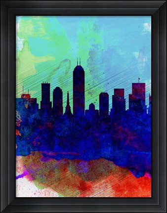 Framed Indianapolis Watercolor Skyline Print
