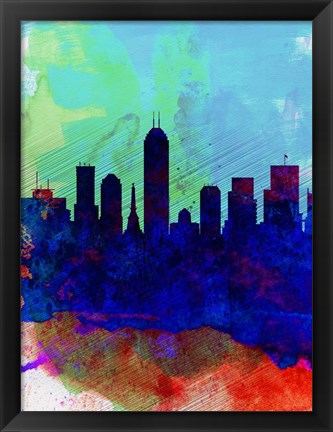 Framed Indianapolis Watercolor Skyline Print