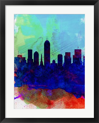 Framed Indianapolis Watercolor Skyline Print