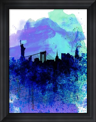 Framed New York  Watercolor Skyline 2 Print