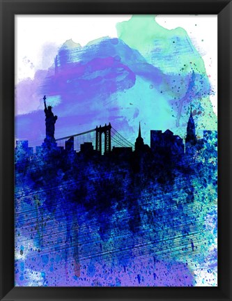 Framed New York  Watercolor Skyline 2 Print