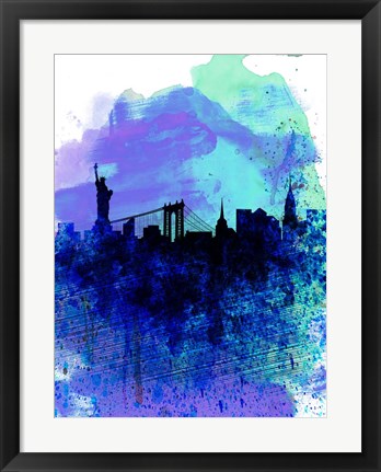 Framed New York  Watercolor Skyline 2 Print