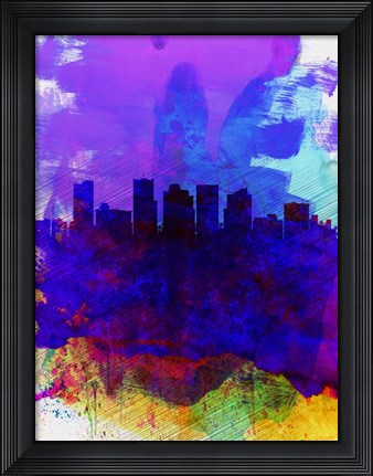 Framed Phoenix Watercolor Skyline 1 Print