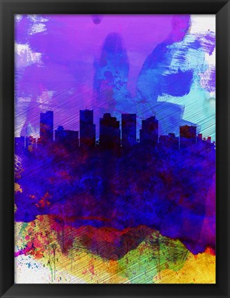 Framed Phoenix Watercolor Skyline 1 Print