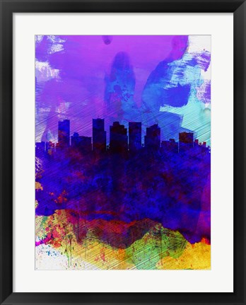 Framed Phoenix Watercolor Skyline 1 Print