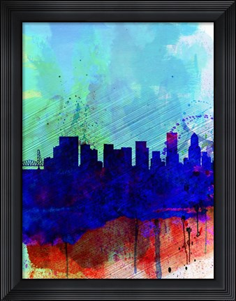 Framed Portland Watercolor Skyline Print