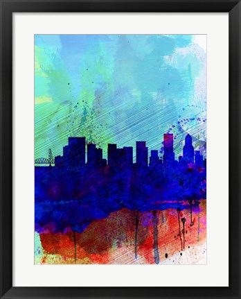 Framed Portland Watercolor Skyline Print