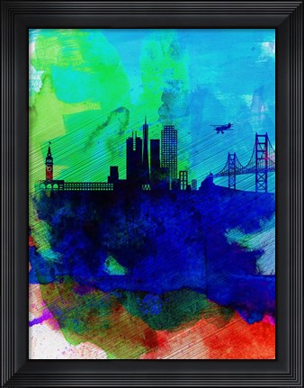 Framed San Francisco Watercolor Skyline 2 Print