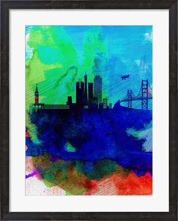 Framed San Francisco Watercolor Skyline 2 Print