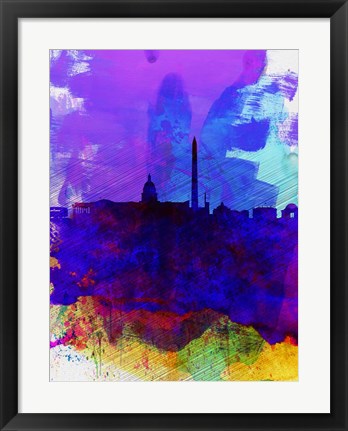 Framed Washington DC Watercolor Skyline 2 Print