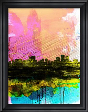 Framed Anchorage Watercolor Skyline Print