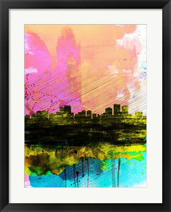 Framed Anchorage Watercolor Skyline Print