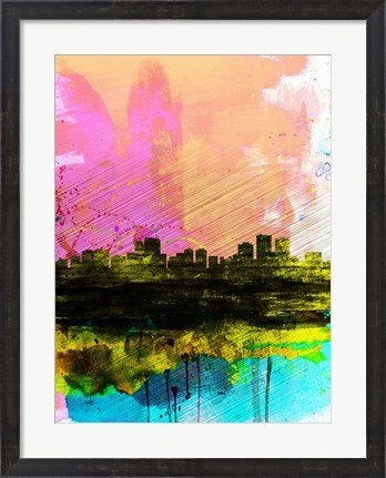 Framed Anchorage Watercolor Skyline Print