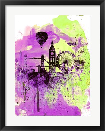 Framed London Watercolor Skyline 1 Print