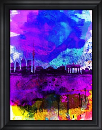 Framed Berlin Watercolor Skyline Print