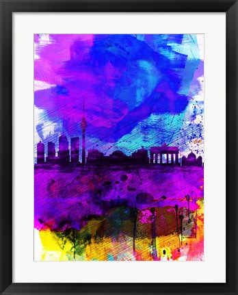 Framed Berlin Watercolor Skyline Print