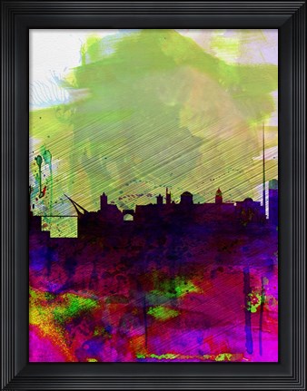 Framed Dublin Watercolor Skyline Print