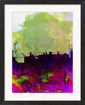 Framed Dublin Watercolor Skyline Print